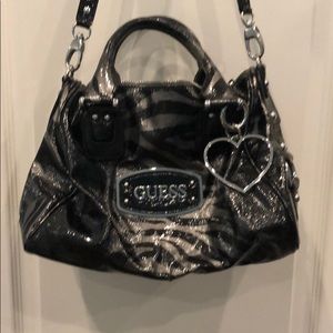 Guess purse black and gray zebra print